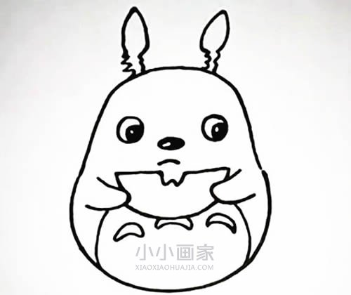 吃西瓜龙猫简笔画画法图片步骤步骤4