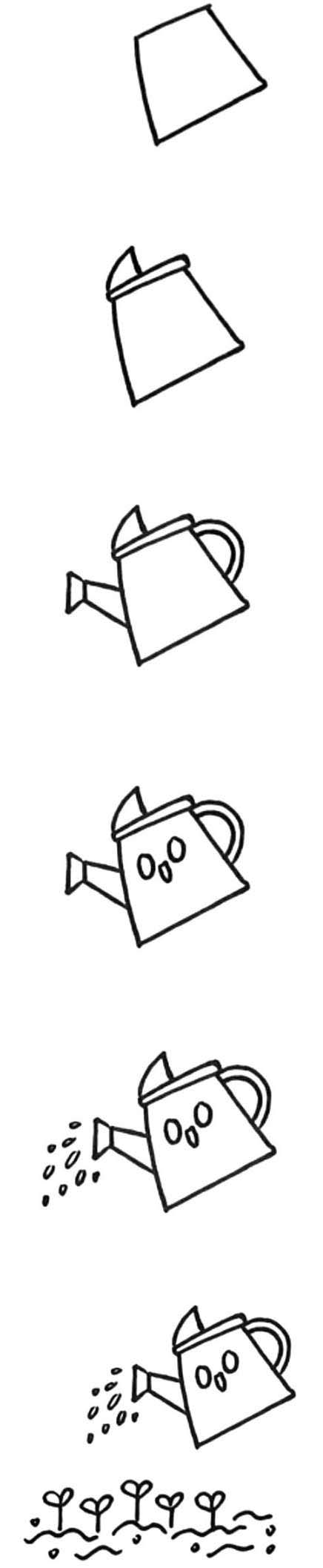 绘本故事给树苗浇水简笔画怎么画步骤教程涂颜色