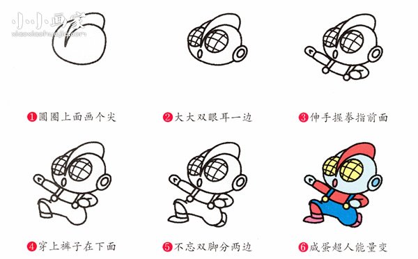 彩色咸蛋超人简笔画画法图片步骤步骤2