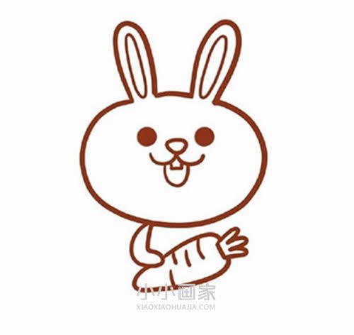 吃胡萝卜的卡通小兔简笔画画法图片步骤步骤5