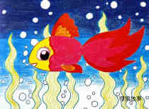绘本故事可爱的小金鱼海底世界获奖儿童画作品图片