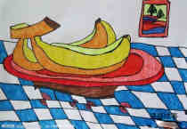 幼儿盘子里的香蕉儿童蜡笔画图片大全步骤1
