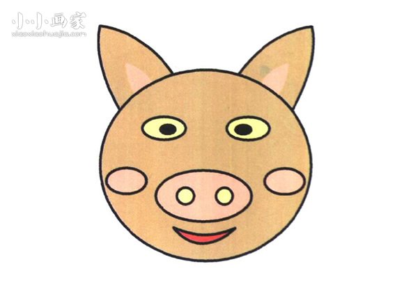 可爱猪头简笔画的画法步骤步骤1