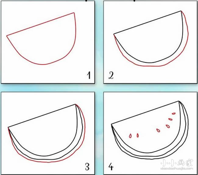 绘本故事一片带籽西瓜的简笔画画法图片步骤
