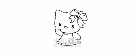 漂亮又可爱的凯蒂猫简笔画画法图片步骤步骤5