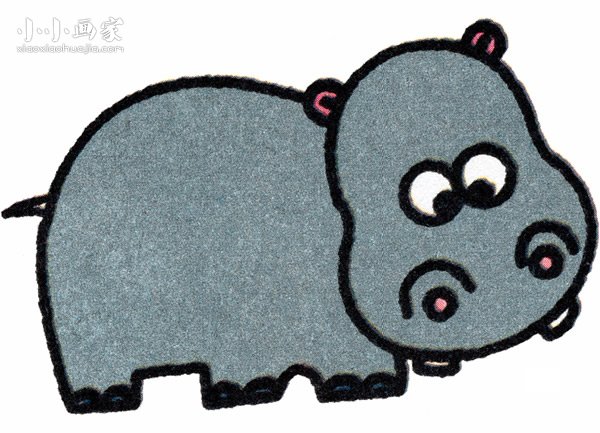 可爱小河马简笔画画法图片步骤步骤1