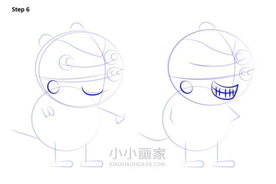 小猪佩奇獾Bentley和Barney简笔画画法图片步骤步骤7