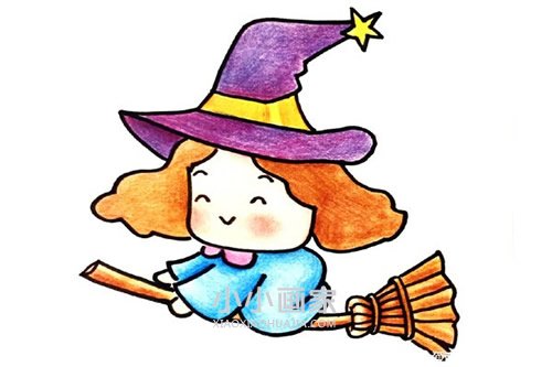 绘本故事飞行的小魔女简笔画画法图片步骤