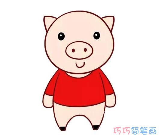 卡通可爱小猪的画法涂颜色_小猪简笔画图片