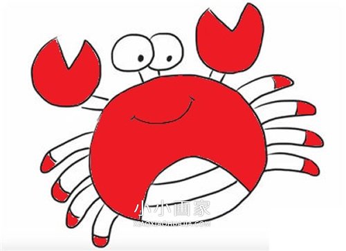 绘本故事红色小螃蟹简笔画画法图片步骤