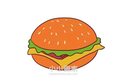 绘本故事彩色汉堡包简笔画画法图片步骤