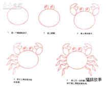 张牙舞爪的小螃蟹简笔画画法图片步骤