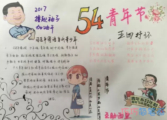 关于五四青年节手抄报优秀获奖简单漂亮步骤1