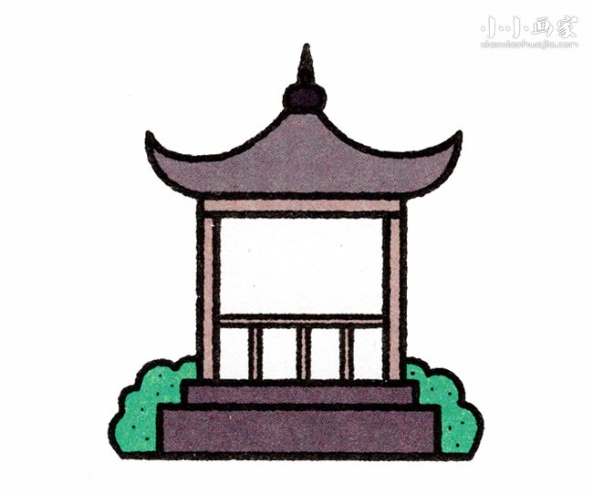 凉亭简笔画画法图片步骤步骤1