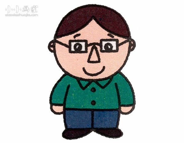 戴眼镜爸爸简笔画画法图片步骤步骤1