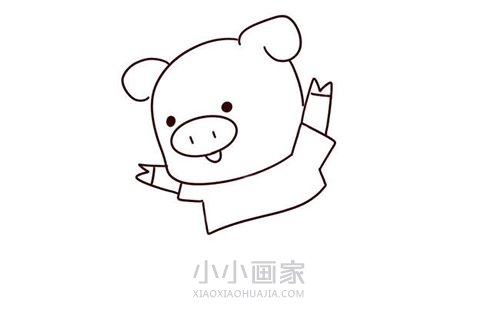 踩水塘的卡通小猪简笔画画法图片步骤步骤4