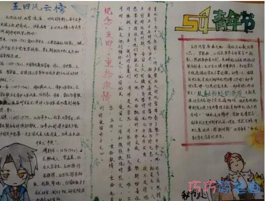 关于54青年节五四风云榜手抄报怎么画简单又好看步骤1