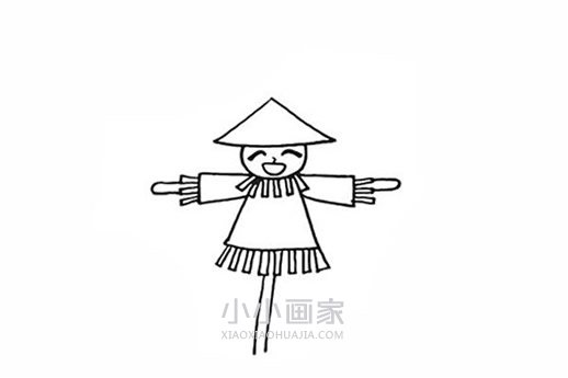 彩色稻草人简笔画画法图片步骤步骤6