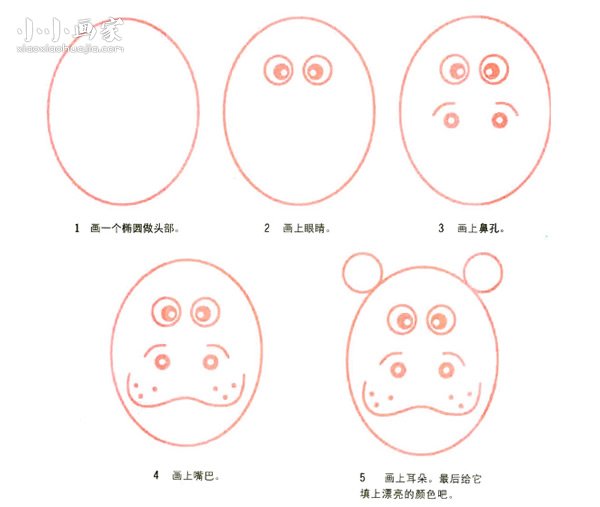 憨憨的河马简笔画画法图片步骤步骤2
