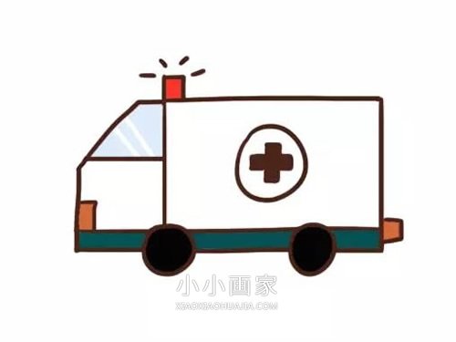 卡通救护车简笔画画法图片步骤步骤4