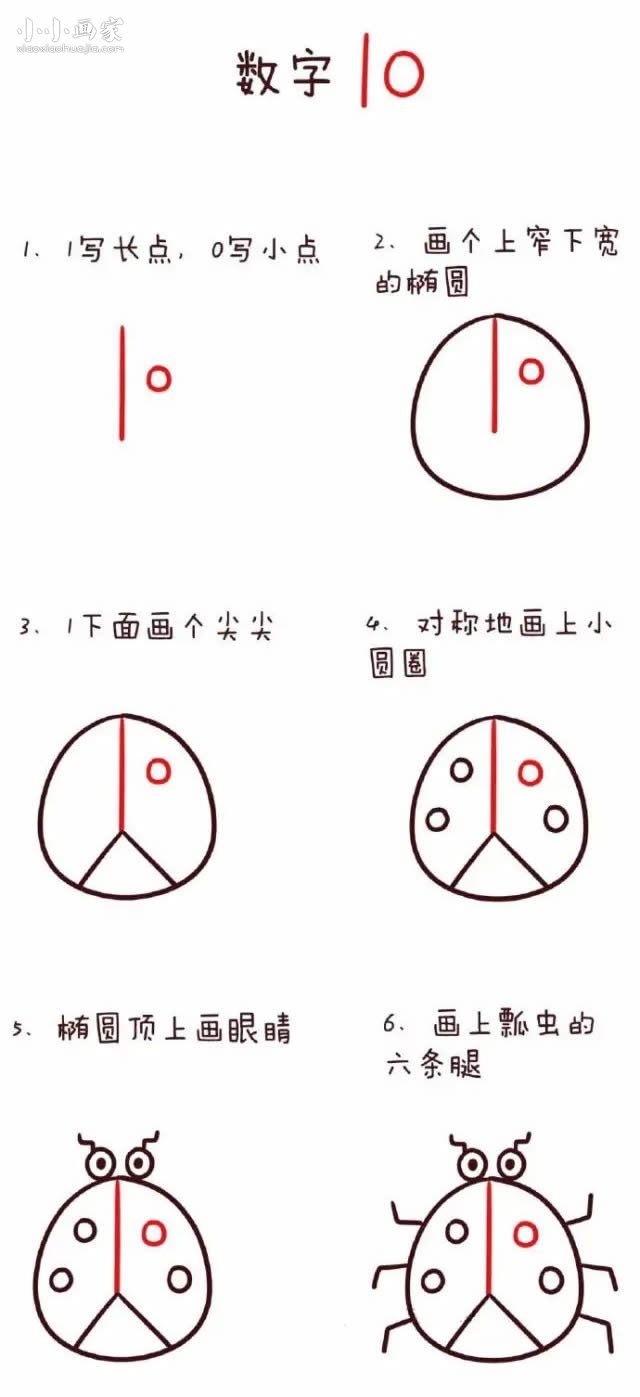 数字10简笔画甲虫画法图片步骤步骤2