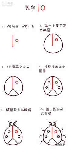 数字10简笔画甲虫画法图片步骤步骤2