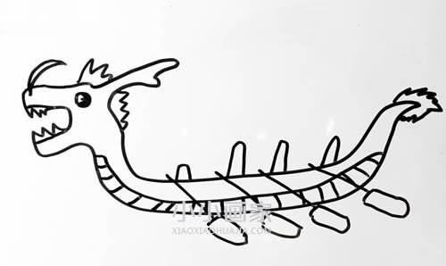 绘本故事漂亮龙舟简笔画画法图片步骤