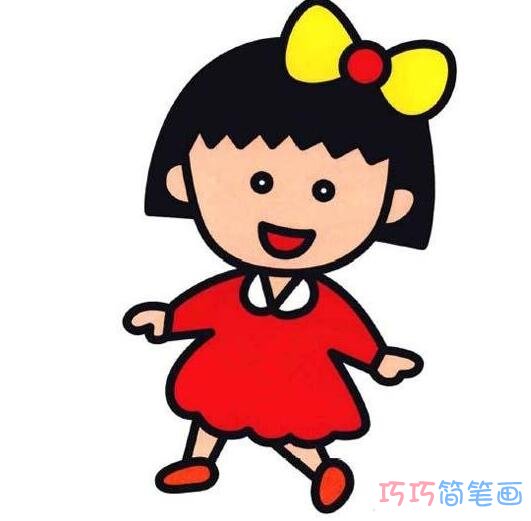 绘本故事可爱樱桃小丸子怎么画 小丸子的简笔画图片