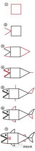 有趣的鲨鱼简笔画画法图片步骤步骤1