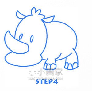 彩色卡通犀牛简笔画画法图片步骤步骤5