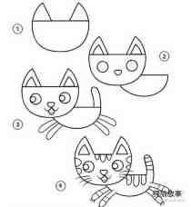 绘本故事奔跑的小猫简笔画画法图片步骤
