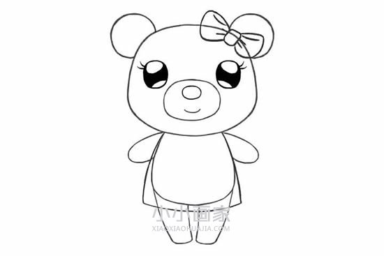 可爱的小熊姑娘简笔画画法图片步骤步骤8