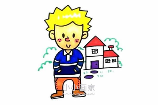 绘本故事外国小男孩简笔画画法图片步骤