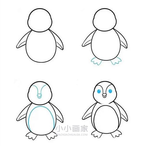 绘本故事漂亮小企鹅简笔画画法图片步骤