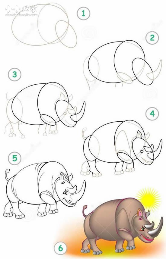 绘本故事母犀牛简笔画画法图片步骤