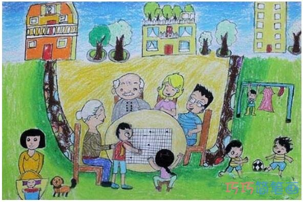 绘本故事重阳给爷爷捶背儿童画怎么画_彩色重阳节简笔画图片