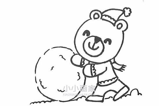 滚雪球的小兔和小熊简笔画画法图片步骤步骤7