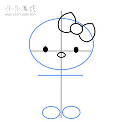 彩色的Hello Kitty简笔画画法图片步骤步骤3