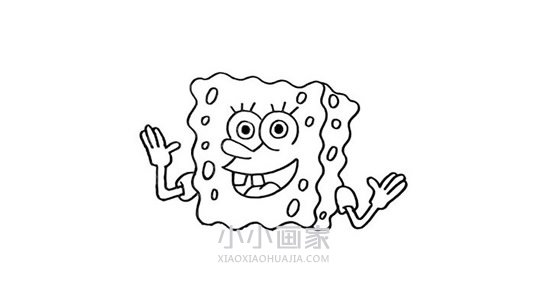 快乐的海绵宝宝简笔画画法图片步骤步骤6