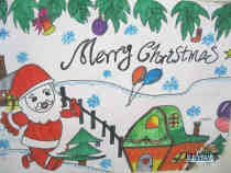 获奖圣诞节儿童优秀水彩画作品图片步骤1