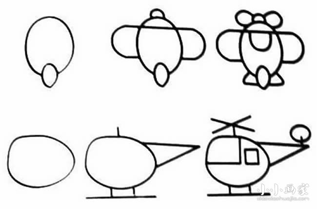 绘本故事两种飞机的简笔画画法图片步骤