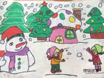 绘本故事小学生冬天主题儿童画作品：打雪仗