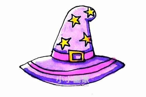 彩色女巫帽简笔画画法图片步骤