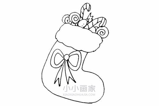 漂亮圣诞袜简笔画画法图片步骤步骤6