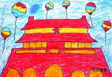 绘本故事幼儿中班北京天安门儿童画作品图片欣赏