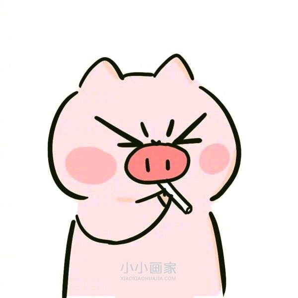超萌小猪简笔画图片步骤4