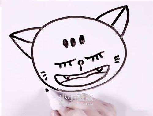 睡觉打呼噜的猫咪简笔画画法图片步骤步骤3