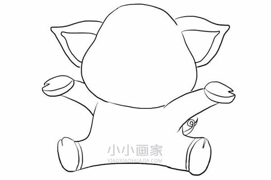 开心小猪简笔画画法图片步骤步骤6