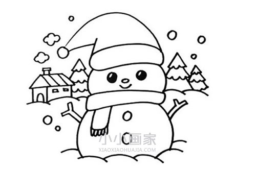 圣诞雪人简笔画画法图片步骤步骤6