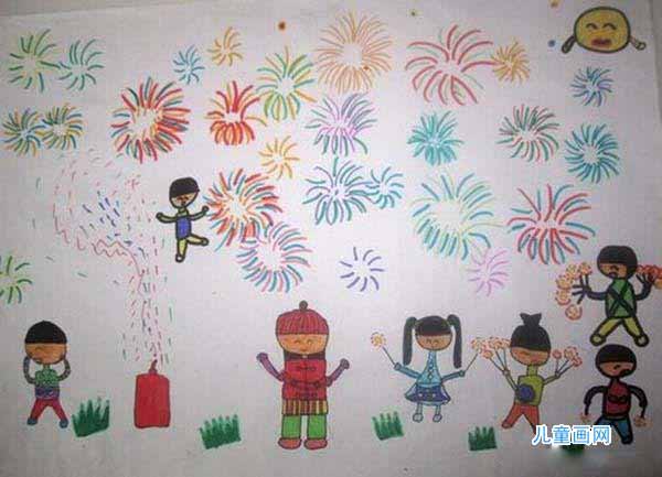 绘本故事小学一年级庆祝春节快乐儿童绘画作品图片